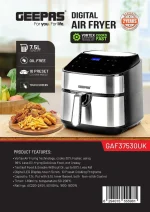 سرخ کن بدون روغن دیجیتال تمام لمسی جیپاس مدل Geepas-GAF37530UK - Image 4