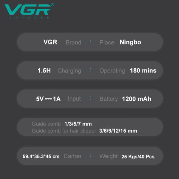 ست ماشین اصلاح سر، صورت و بدن VGR مدل V-102 Argentina Kit - Image 8