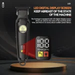 تریمر حرفه‌ ای سر و صورت کیمی مدل KM-2371 | تیغه T بدون ضربه | باتری 1200mAh | نمایشگر - Image 3